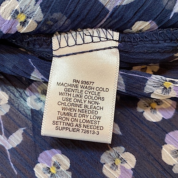 Liz Claiborne Blue Ditsy Floral Semi Sheer Ruffle Long Sleeves Tie Up Blouse XXL - Picture 12 of 14